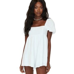 Lorna Babydoll Romper Princess Polly Puff Sleeves White airy bohemian costal